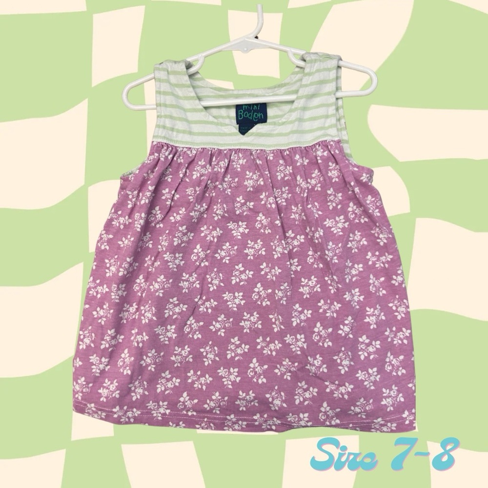 🪩Mini Boden Purple and White Floral Kids Tank Top